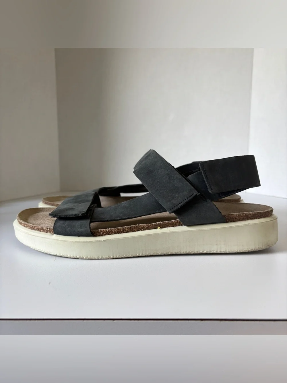 ECCO Corksphere Black Leather Sandals